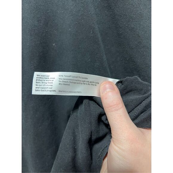 Eileen Fisher Black Fine Jersey V-Neck Long Tunic Top - Picture 5 of 5